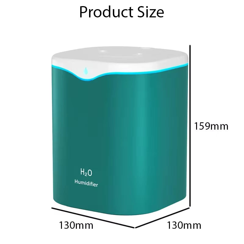 2000ml Large Capacity USB Humidifier – Double Spray Cool Mist & Essential Oil Diffuser