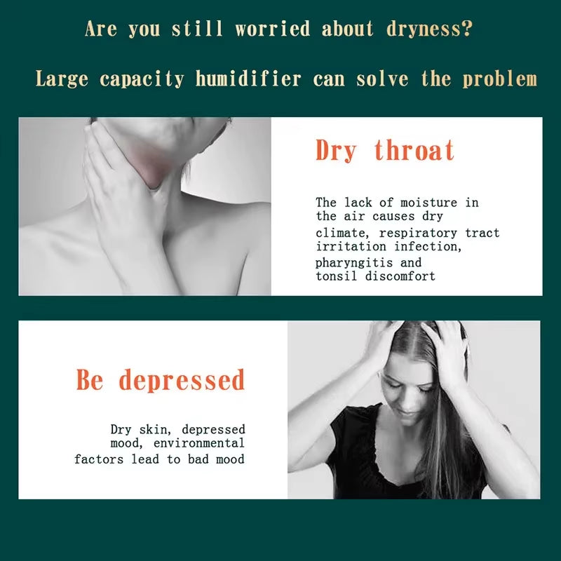 2000ml Large Capacity USB Humidifier – Double Spray Cool Mist & Essential Oil Diffuser