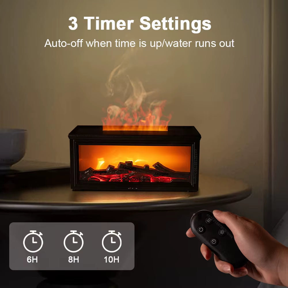 Flame Effect Ultrasonic Aroma Diffuser & Cool Mist Humidifier with Remote Control